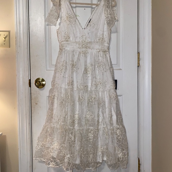 Lulus Forever Endearing White Swiss Dot Embroidered Midi Dress - Picture 3 of 7